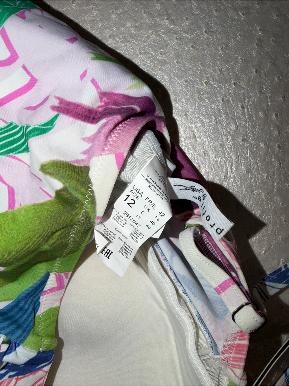 NWT Profile by Gottex Tropical Print Ruched Skirted Resort Wear Swimdress Sz 12 - Picture 6 of 6